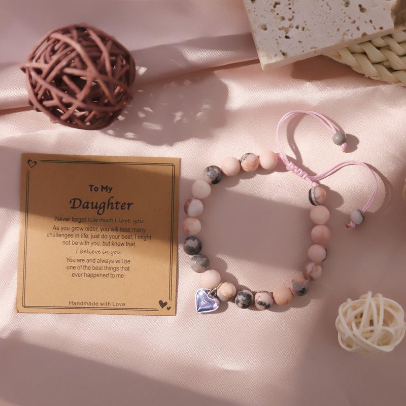 Chuchoter To My Daughter/Granddaughter/Niece Bracelet,Sweet Heart Natural Stone Beaded Bracelet For girl,Birthday Christmas Valentines Graduation Gifts for girl - Image 4